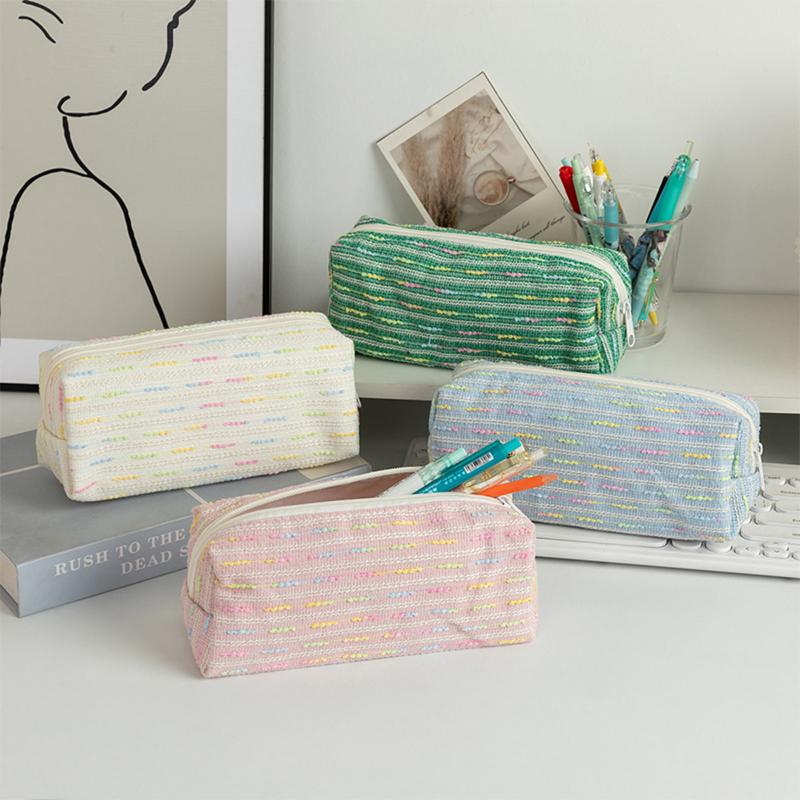 Pencil Case Pouch, Cute Pencil Case With Versatile Colorful Lines And Large Capacity Storage Bag