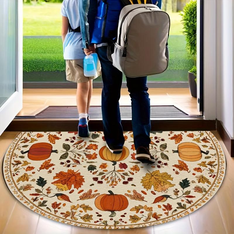 1Pcs Autumn Semi Circle Welcome Doormat Non-Slip for Outdoor Patio Porch Kitchen Bathroom Entryway Floor Mat