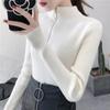 Pletené dámské svetry s poloviční výstřihem na zip, pulovry, podzimní a zimní, základní dámské svetry, štíhlé, pevné, pletené, pull Femme topy