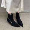 2025 New Internet Celebrity Thin Heel Spring and Autumn Single Boots High Heel Elastic Thin Boots Pointed Suede Kitten and Short Boots Women
