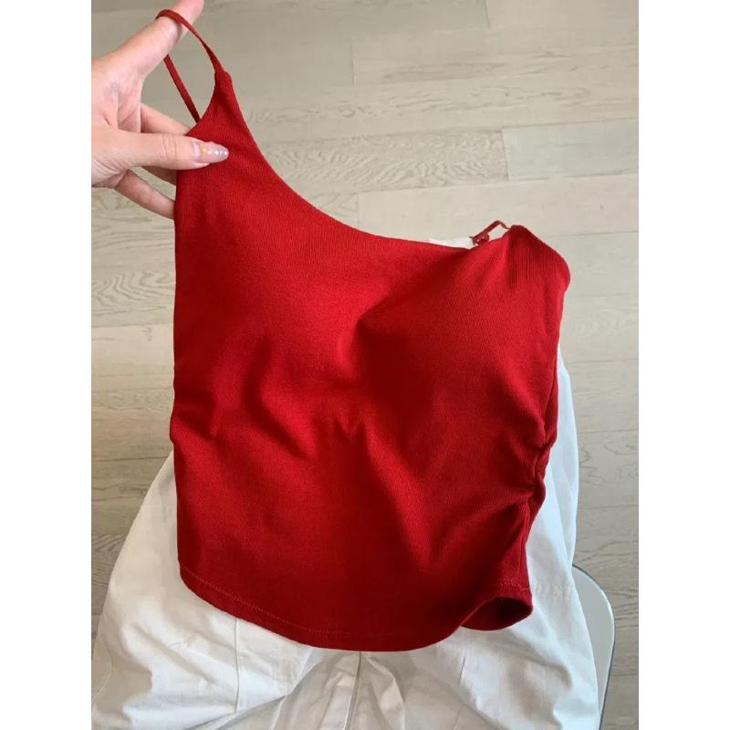 Women's White Camisole Vest: Thin, Sleeveless Top Ideal for Summer Layering or As a Standalone Piece.