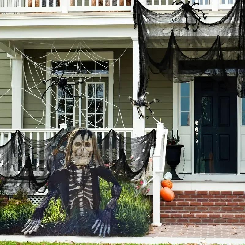 1-20PCS Halloween Gauze Ghost Cloth Decoration Scary Hanging Prop for Outdoor Haunted House Wall Window Yard Party Scene Use