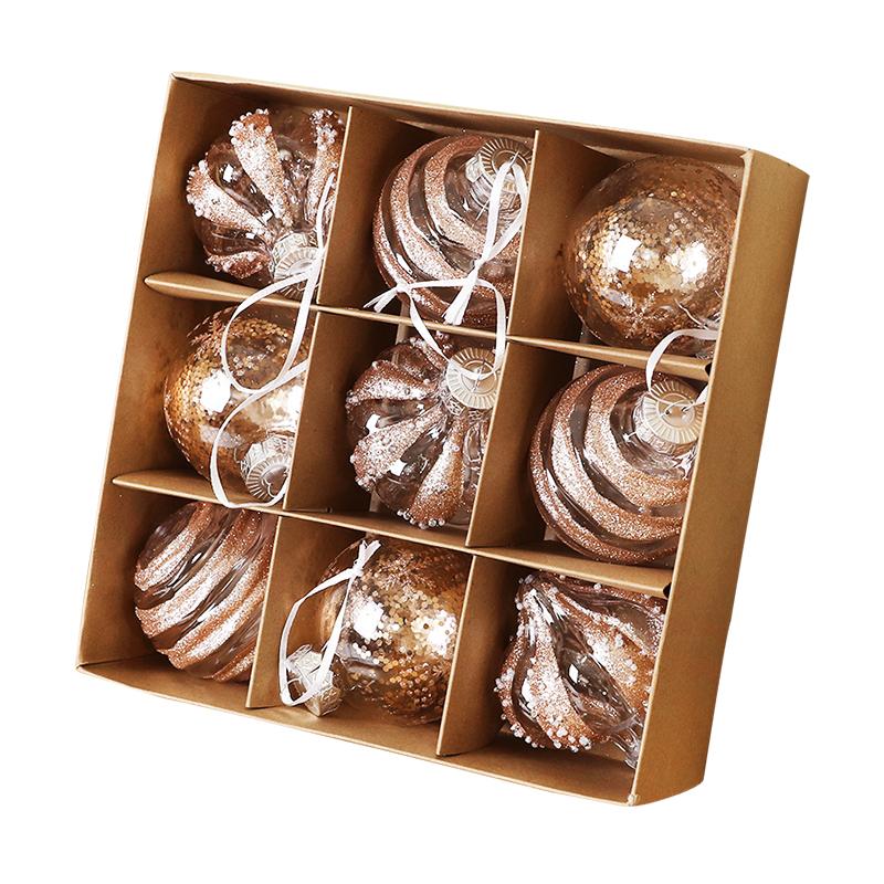 9PCS 8CM Christmas Balls Decorations Champagne White Xmas Tree Hanging Ornaments Pendant 2025 New Year Party Home Decor Navidad