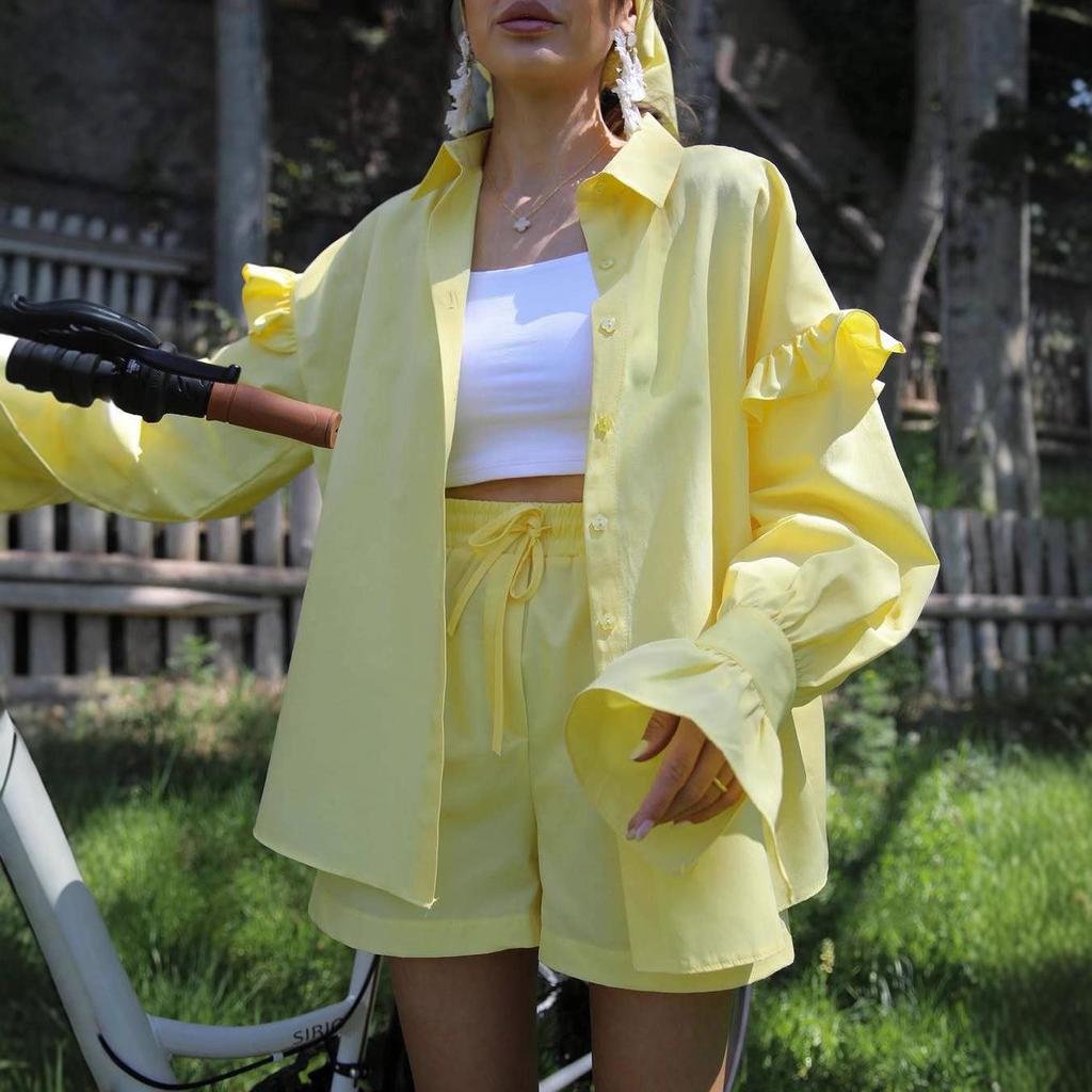 2025 Summer Cute Fresh Cardigan and Casual Shorts Set for Women