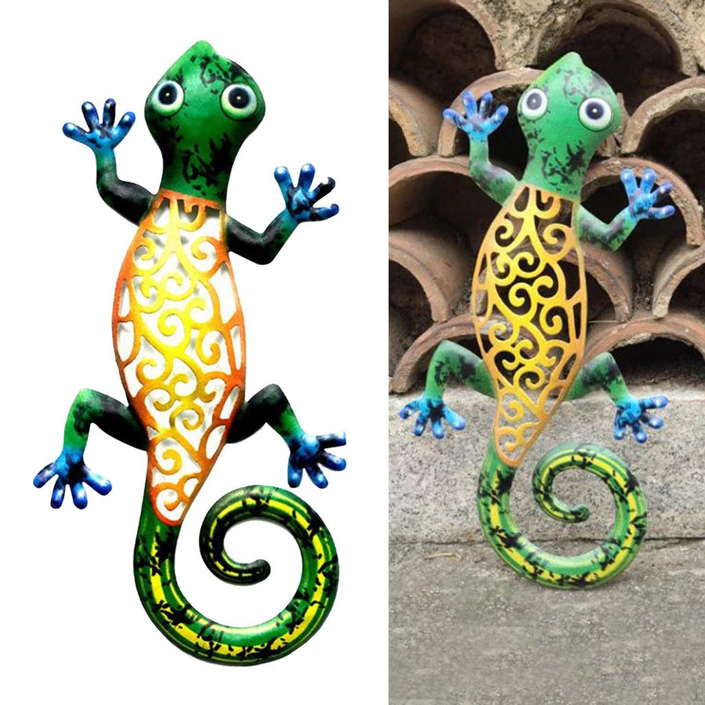 Garden Ornaments Outdoor Indoor Metal Gecko Wall Art Statues Decoration