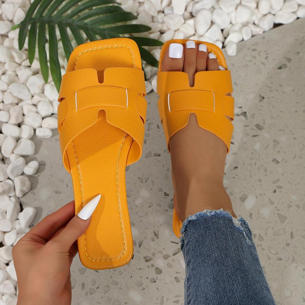 Purple Summer Slippers for Women Flat Braided Outdoor Trend Beach Sandals Women Luxury New Open Toe Square Head Women Slippers