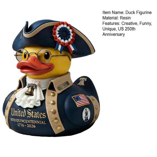 American Independence 250th Anniversary Duck Figurine Patriotic Resin Veteran Duck Statue for 4th of July Independence Day Celebration