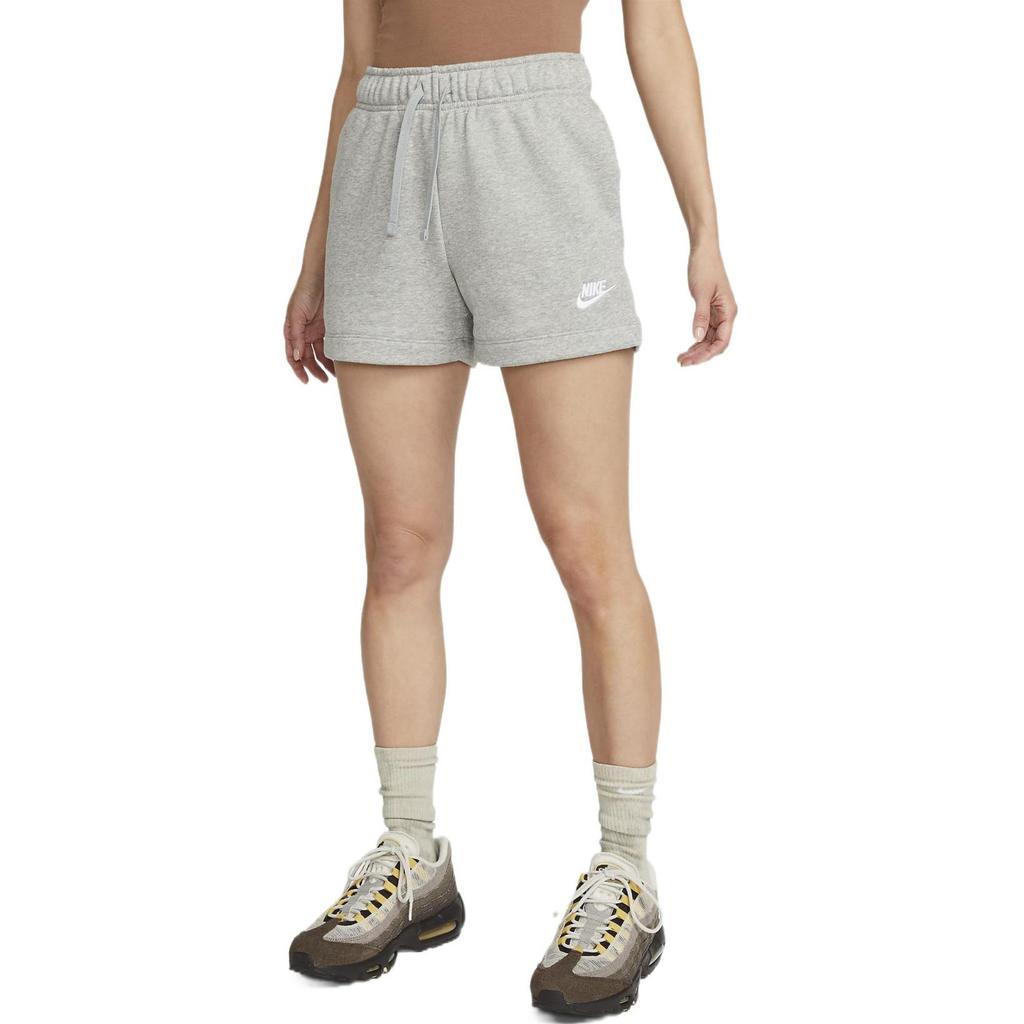 Nike Embroidered Logo Fleece-Lined Sports Shorts Women Bottoms Grey DQ5803-063