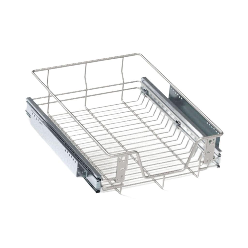 Pull Out Cabinet Organizer Basket Slide Drawer Storage Rack Iron Construction Easy