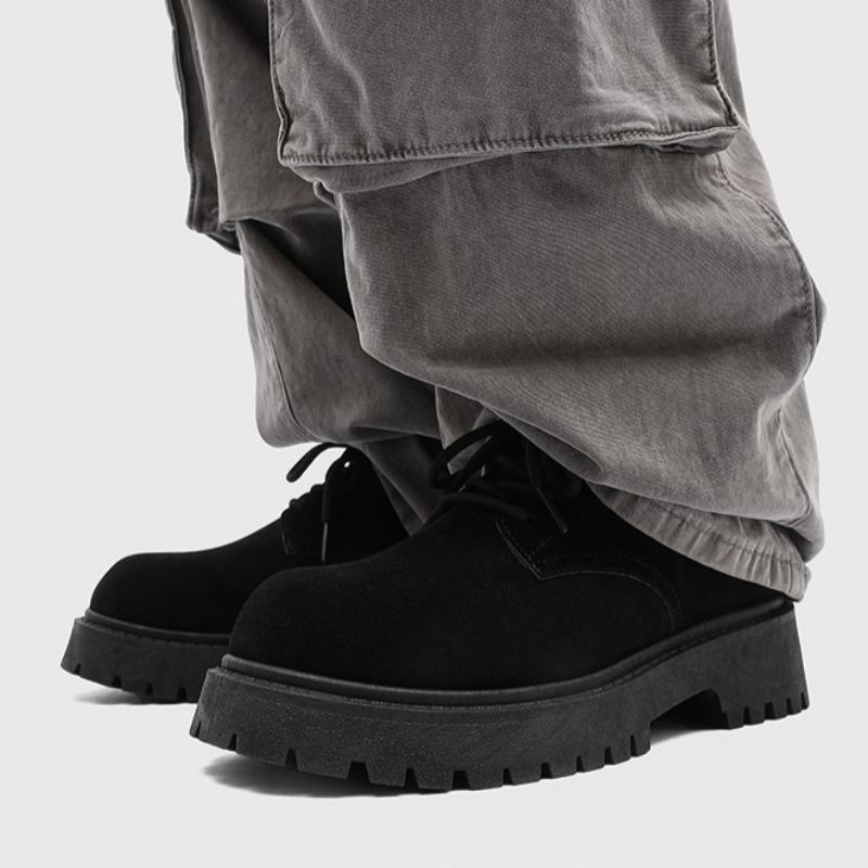 Shoes for Men Retro Tooling Men Shoes British Round Head Derby Shoes Low-Top Fashion Casual Thick Sole Mens Shoes Zapatos Hombre