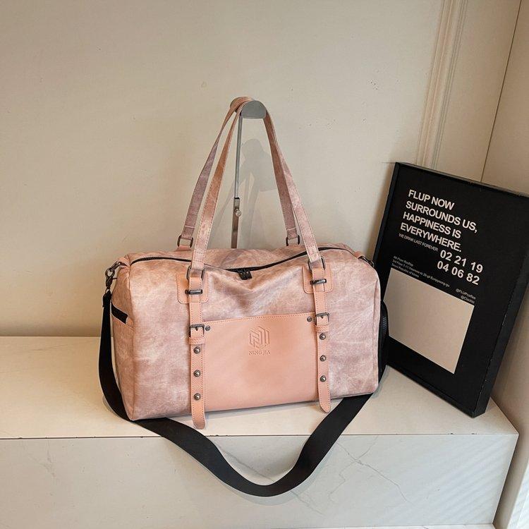 Personality Trend Fashion Travel Bag Men'S And Women'S Versatile Dry And Wet Separation Duffel Bag Texture Commuter Sports Fitness Bag