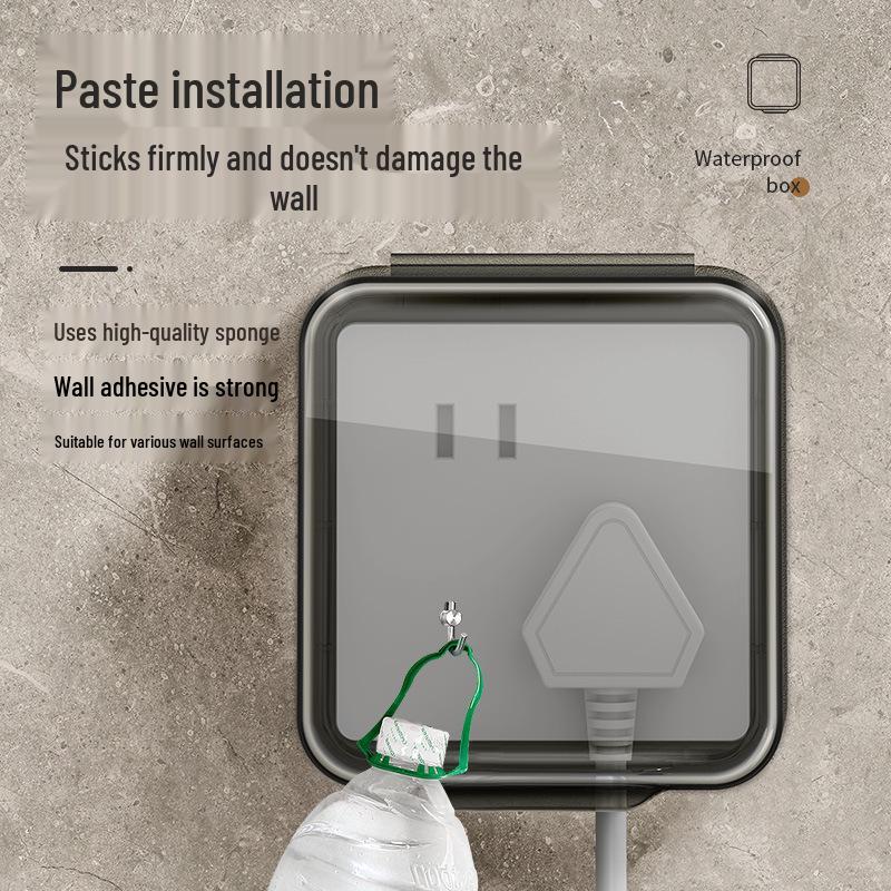 Type 86 Waterproof Bathroom Switch Socket Cover - Transparent Adhesive Splash Box for Power Protection