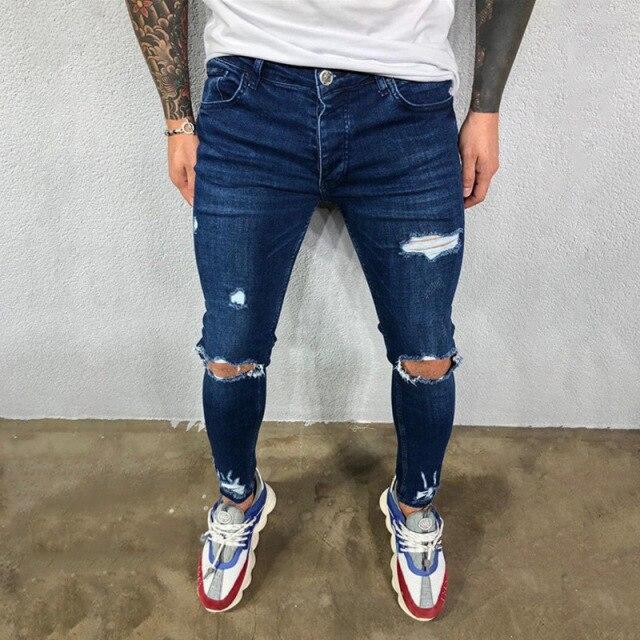 Hombre Rasgado Estiramiento Slim Jeans Cool Skinny Elástico Pantalones  Vaqueros Azul Negro para Hombre Primavera Verano Otoño Hip Hop Talla Grande  comprar a buen precio — entrega gratuita, reseñas reales con fotos —