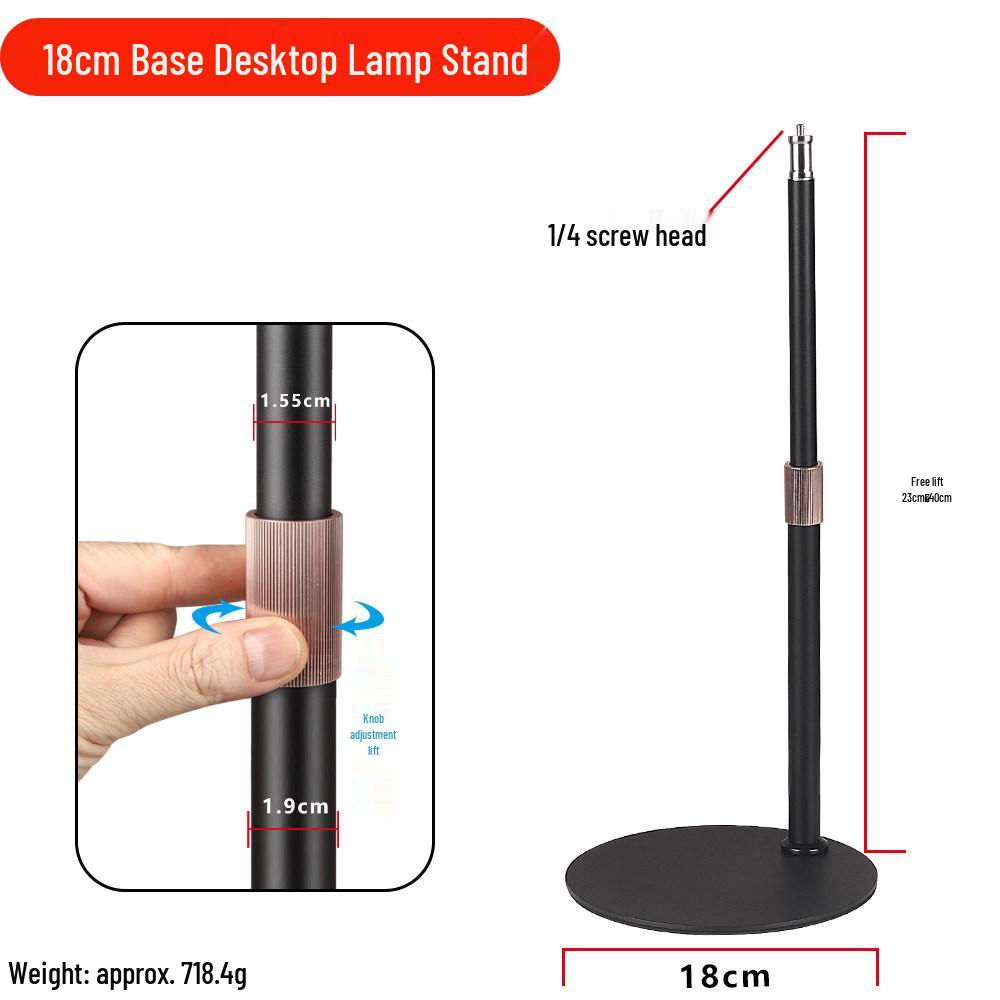 1.8m Retractable Adjustable Desktop Metal Base Monitor Light Stand with Compact Round Plate and Adjustable Height.