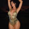 2026 European and American One-piece Swimsuit Bronzing Strap Sexy Hollow New Women's One-piece Swimsuit