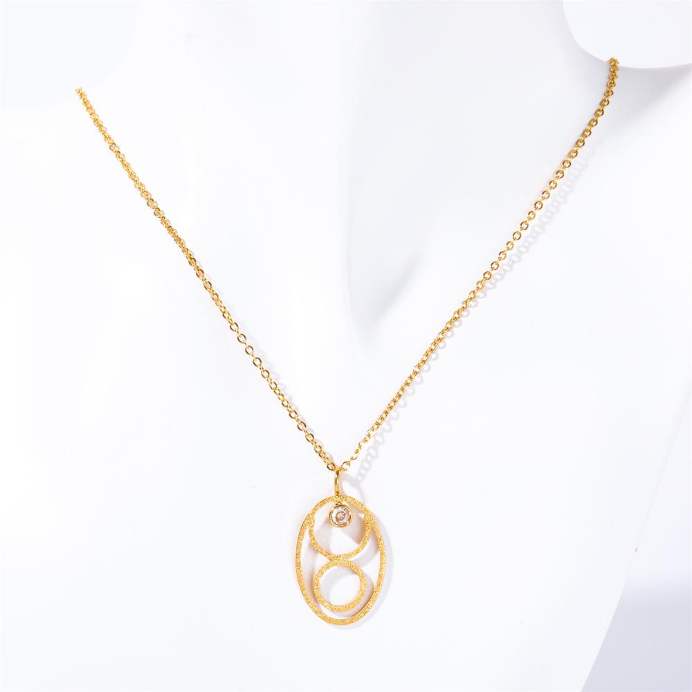 Turquoise Zodiac Rune Necklace with Stainless Steel and Gold Clavicle Chain