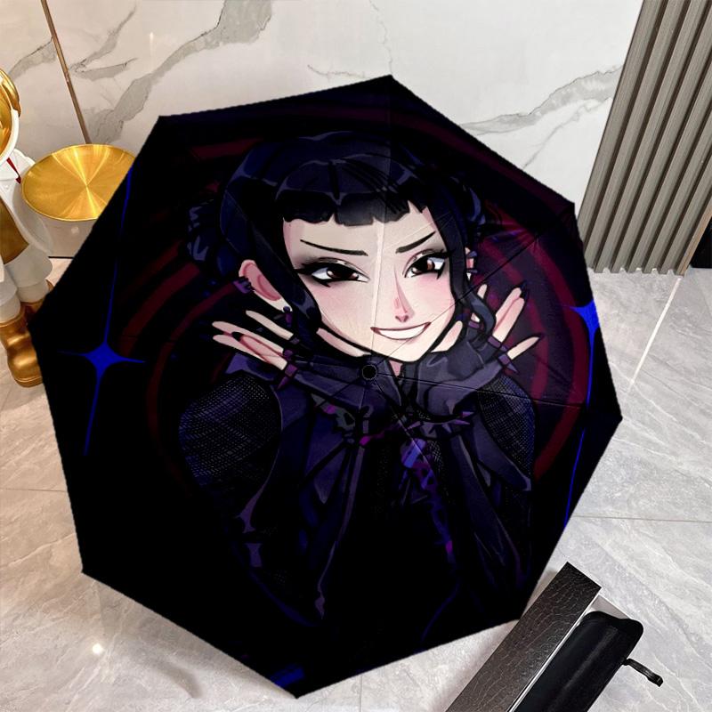 KPop Demon Hunters ZOEY Umbrella with Automatic Open/Close & Self-8-Rib Heavy-Duty Umbrella, Compact Travel Umbrella Suitable for Outdoor