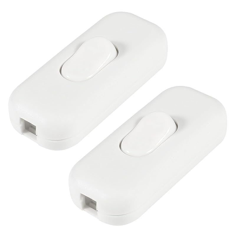 2pcs Inline Cord Switch, AC 250V 6A On-Off Lamp Control Appliance Switch for Bedroom Table Lamp Desk LED Lights(White)