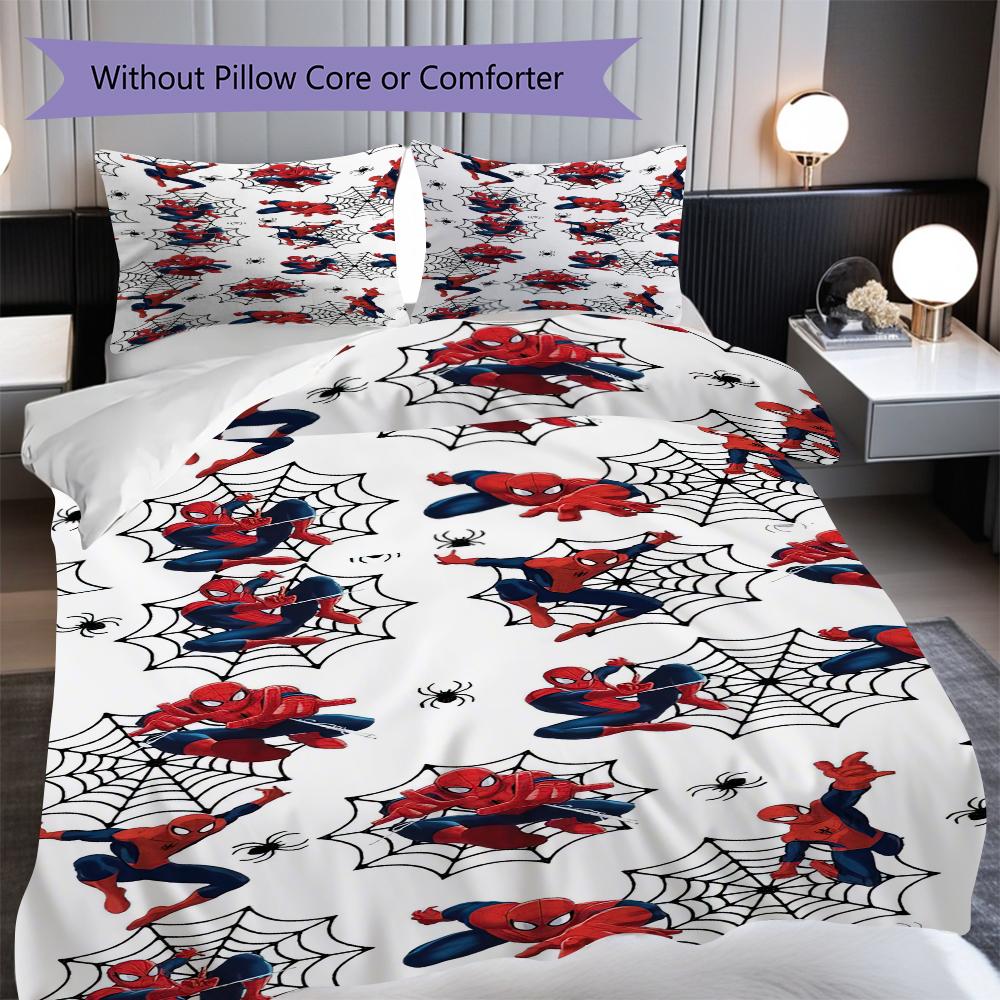 1PC Spider-Man Pattern Bedding Quilt Set Quilt Cover Pillowcase Home Decoration Birthday Gift (1 * Duvet Cover + 2 * Pillowcase, Without Core)