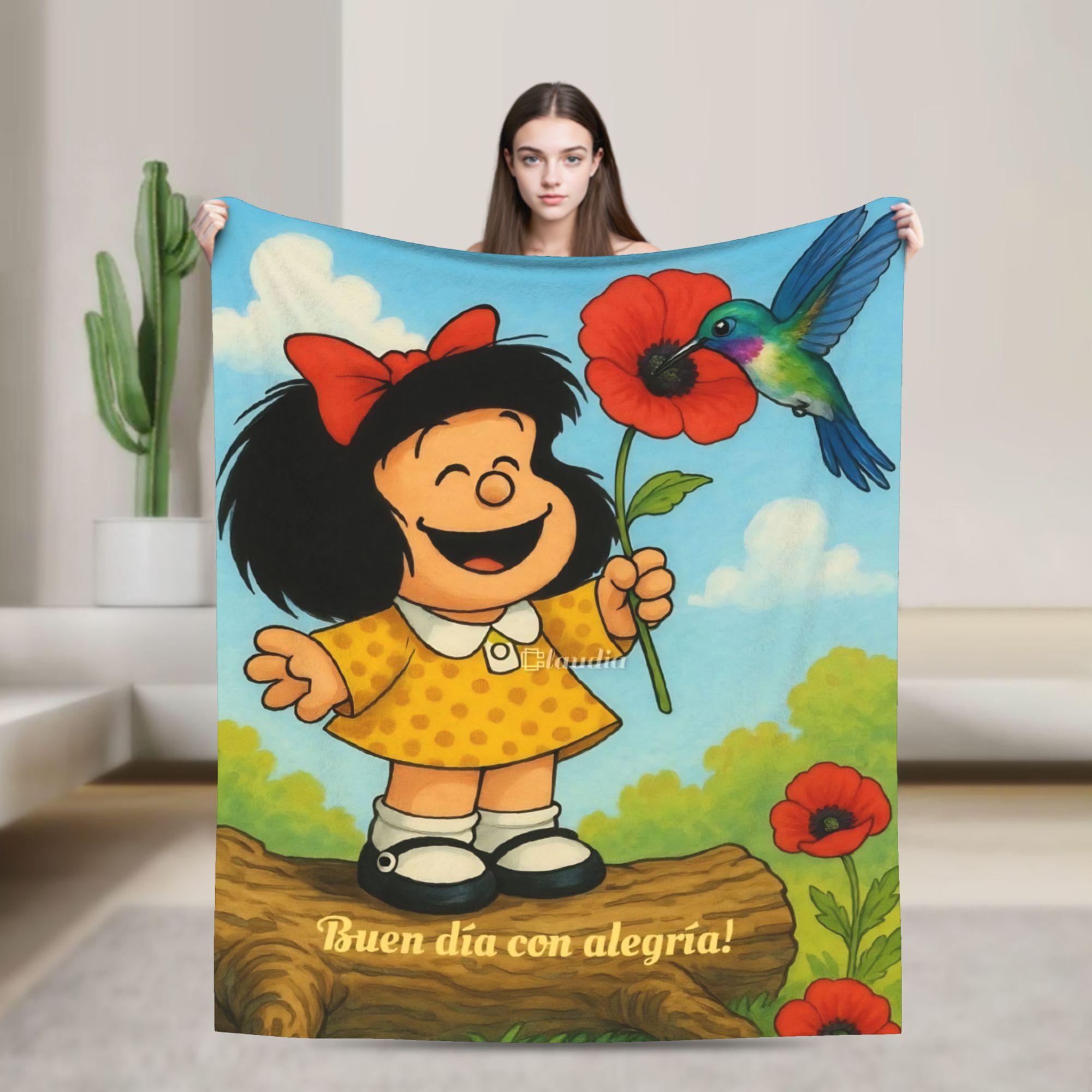 Soft Blankets Airplane Travel Mafaldas Cartoon Throw Blanket Flannel Bedspread For Outdoor Novelty Sofa Bed Cover 75X95CM