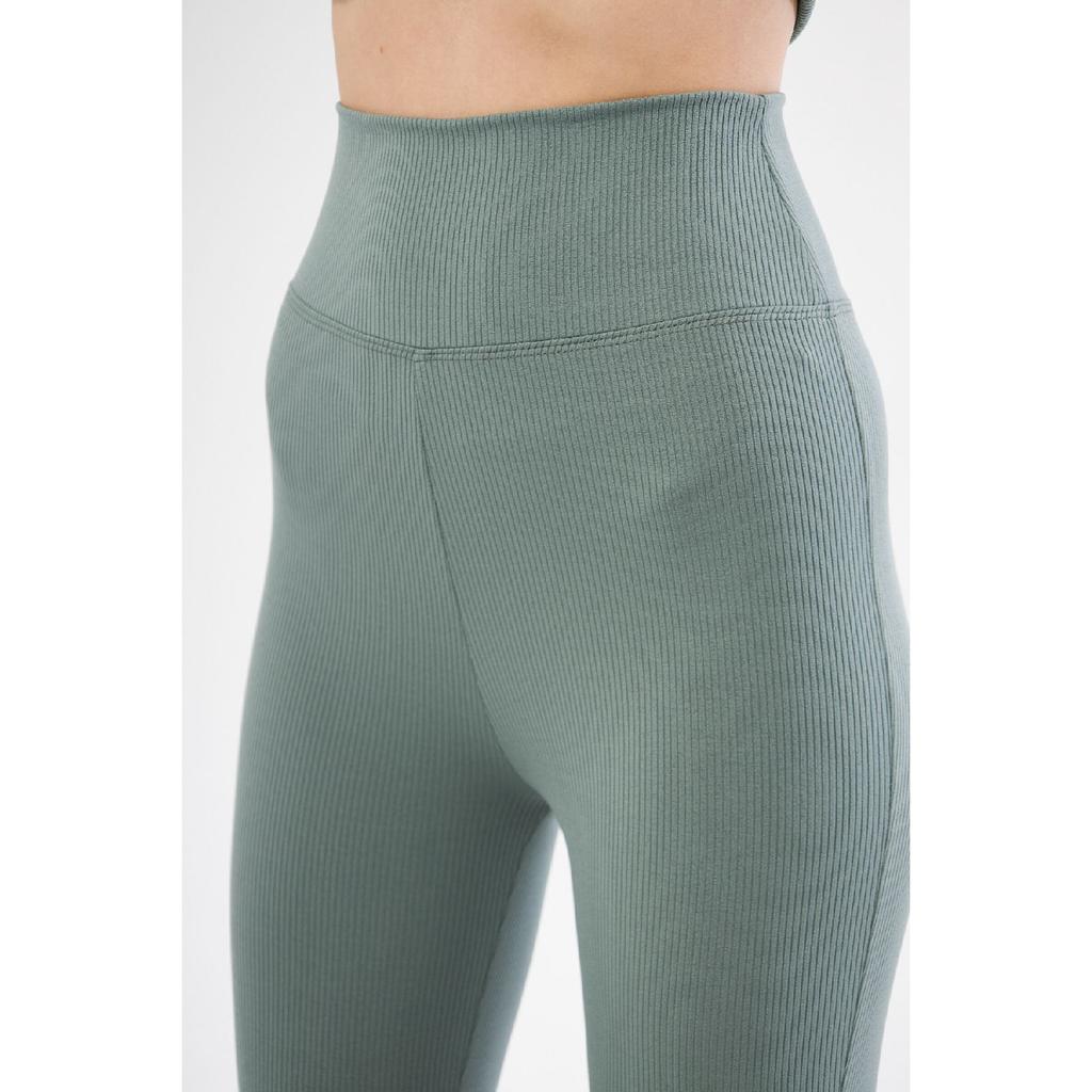 Flare Leg High Waist Lycra Fitting Ribbed Leggings Trousers