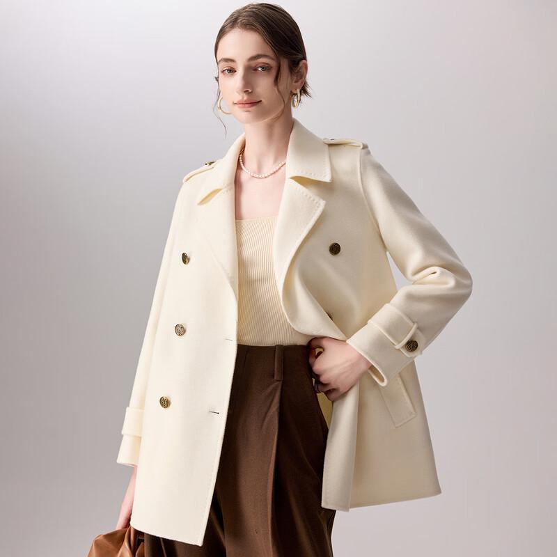 TUHUANG Women s Cashmere & Wool Blend Minimalist Lapel Coat M