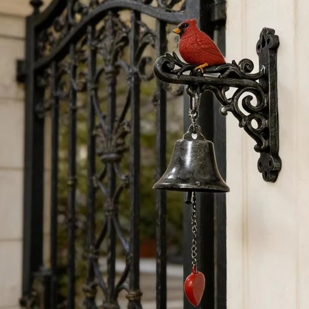 Resin Red Bird Doorbell Metal Hanging Bell Wind Chimes Cast Iron Bell  Farmhouse Setting