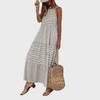 European and American Fashion: Women's Sling Round Neck Dress with Elegant Splicing Design