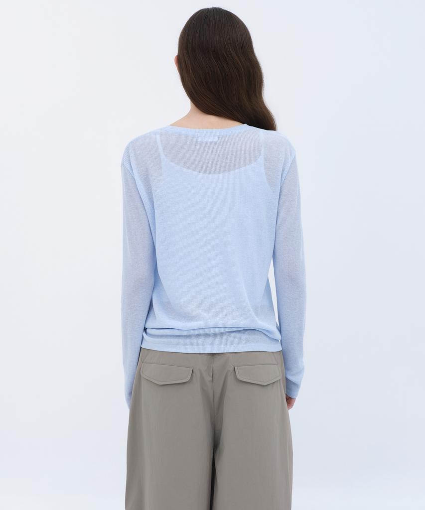 MUSINSA STANDARD WOMAN Women'S Linen-Like Long-Sleeve Knit T-Shirt [Sky Blue]