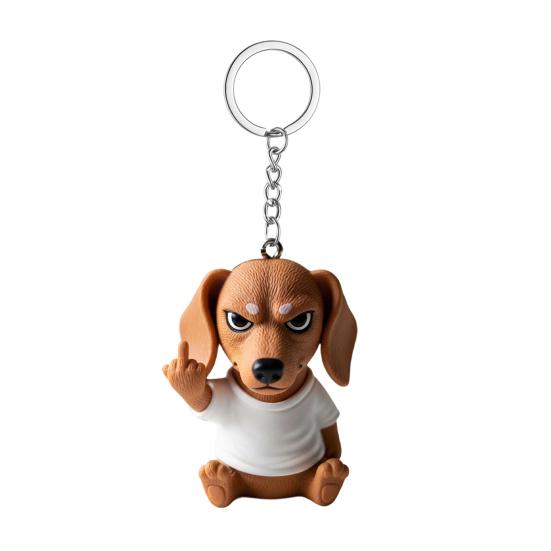 Middle Finger Posture Puppy Keychain 3D Dog Design Key Chain Backpack Cool Puppy Decoration Bag Accessories