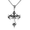 Stainless Steel Necklace Flame Vintage Cross Titanium Steel Cast Men's Pendant Necklace Accessories