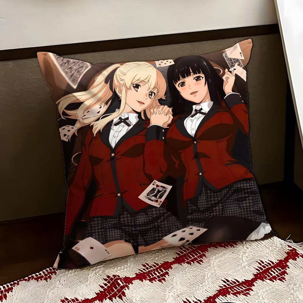 KKakegurui Anime Cushion Cover Reversible Soft Durable Pillow Cover Home Car MultiScene Use for Daily Comfort