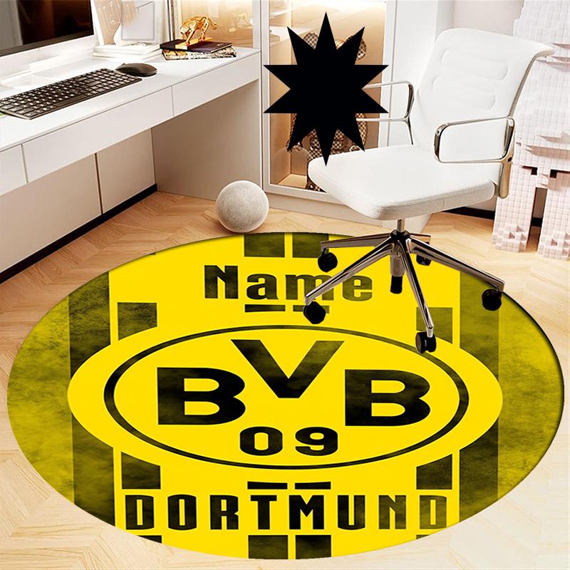 Brugerdefineret Navn Borussia Dortmund Printet Rund Tæppe Stol Tæppe Område Tæppe Entré Dørmåtter, til Kontorstol Stue Soveværelse Køkken Rum.