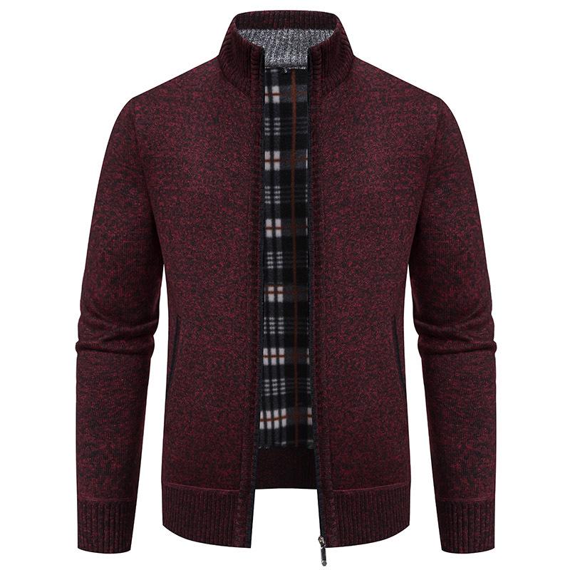 Pánský pletený kardiganový svetr s fleecovou podšívkou v korejském stylu na podzim/zimu 2024: Trendy Silné Svrchní Oblečení