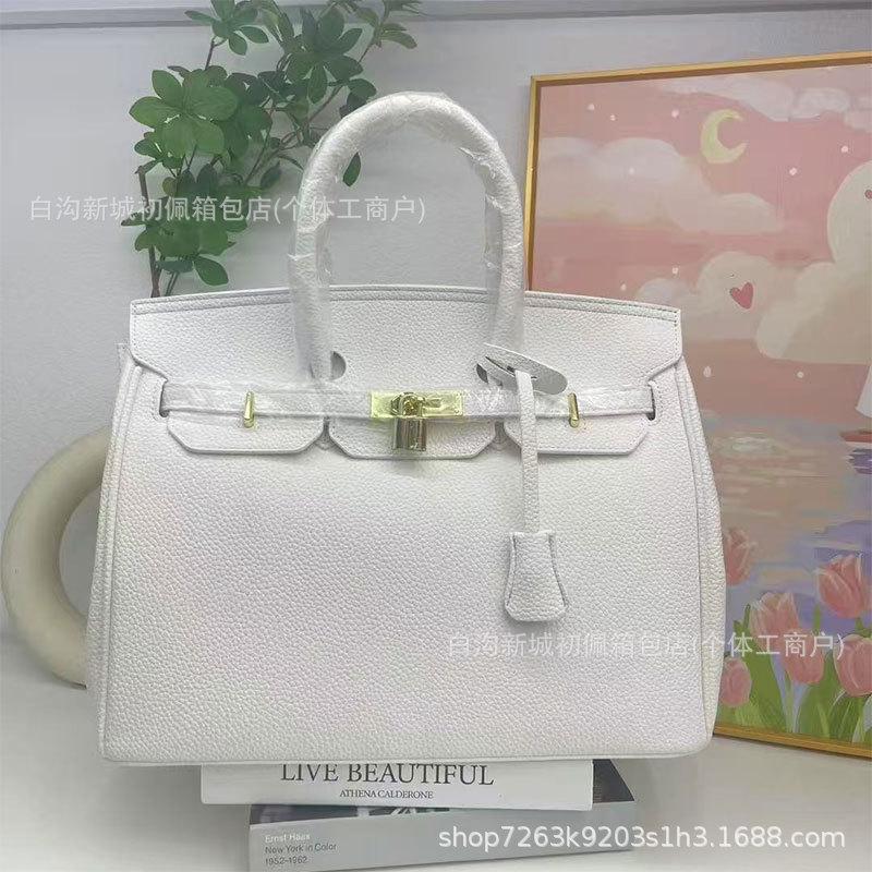 Versatile platinum bag fashionable simple light luxury lychee pattern handbag texture commuter women s bags shoulder bag