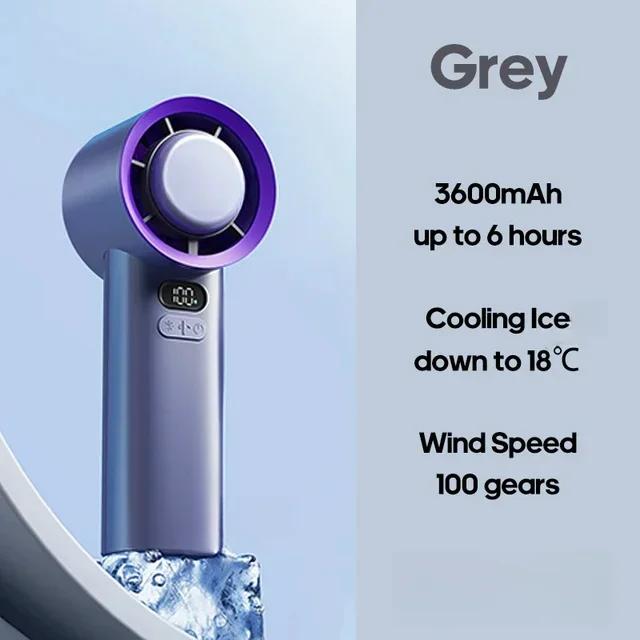 

2025 New Super Strong Wind Intelligent Handheld Refrigeration Fan Convenient to Carry No Leaf Silent Fan синій