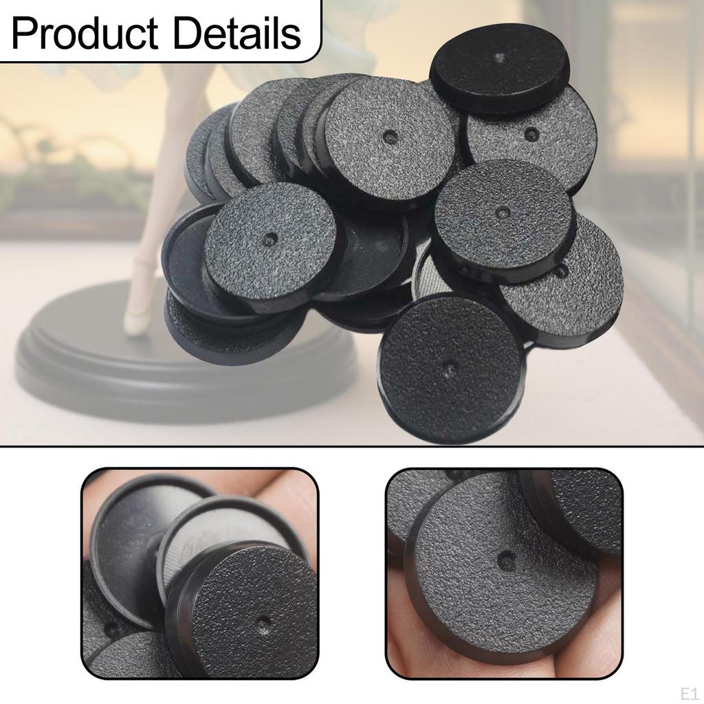 Gaming Miniatures Bases Figure Display Stands 28mm Figurines Dolls Tabletop Black Round