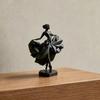 Geometric Faceted Dancer Figurine, 3D Printed Black Ballet Dancer Statue, Modern Ballerina Sculpture for Home Shelf Table Decor