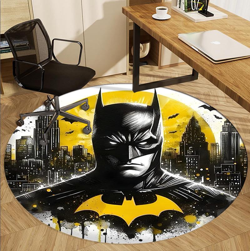 Batman Pattern Round Rug, Indoor/Outdoor Mat, for Picnic, Gameroom, Bedroom, Office, Living Room, Home Decor Carpet, Birthday Gift