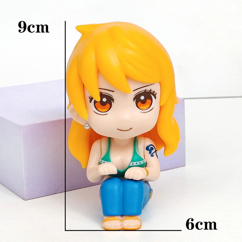 

В наявності One Piece Ніка Луффі Ророноа Зорро Намі Санджі Міні-фігурка Аніме Каваї Сидячі іграшки Настільна прикраса для авто Модель Подарунки