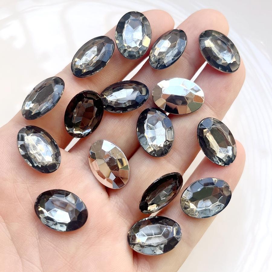

50 шт. сверкающих натуральных черных овальных страз размером 10 x 14 мм/13 x 18 мм, подходящих для самостоятельного изготовления аксессуаров для волос и ювелирных изделий 10mm x 14mm чёрный