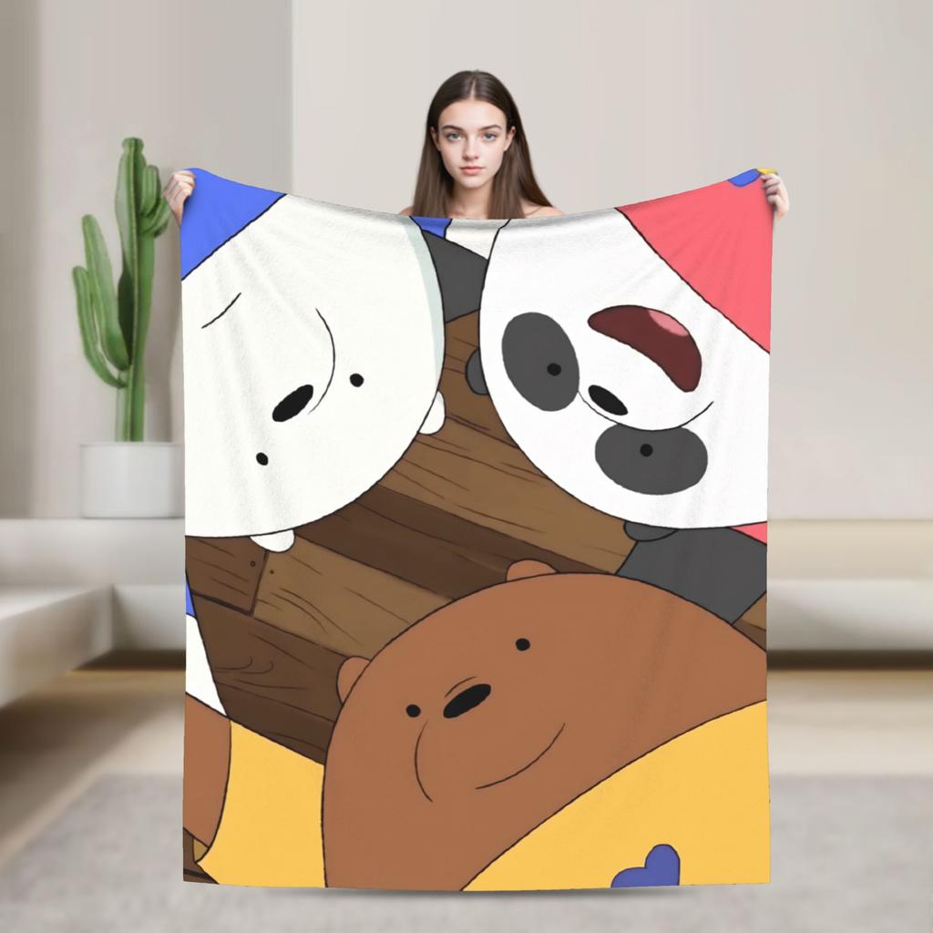Warm Soft Blanket Camping We Bare Bears Somos Osos Bedding Throws Flannel Bedspread For Couch Bed Pattern Sofa Bed Cover