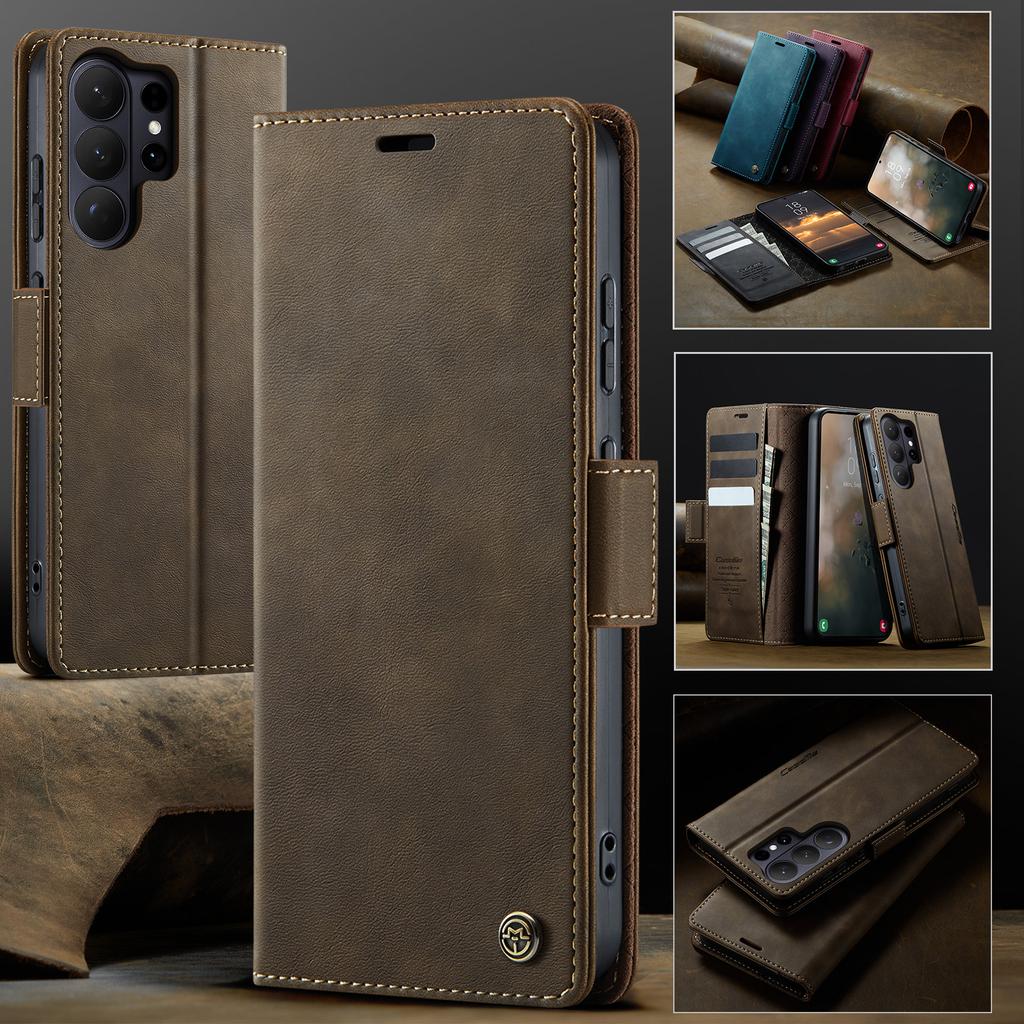 CaseMe Retro Magnetic PU Leather Wallet Phone Case For Samsung Galaxy S26/S26 Plus/S26 Ultra Shockproof Card Holder Pocket Cover