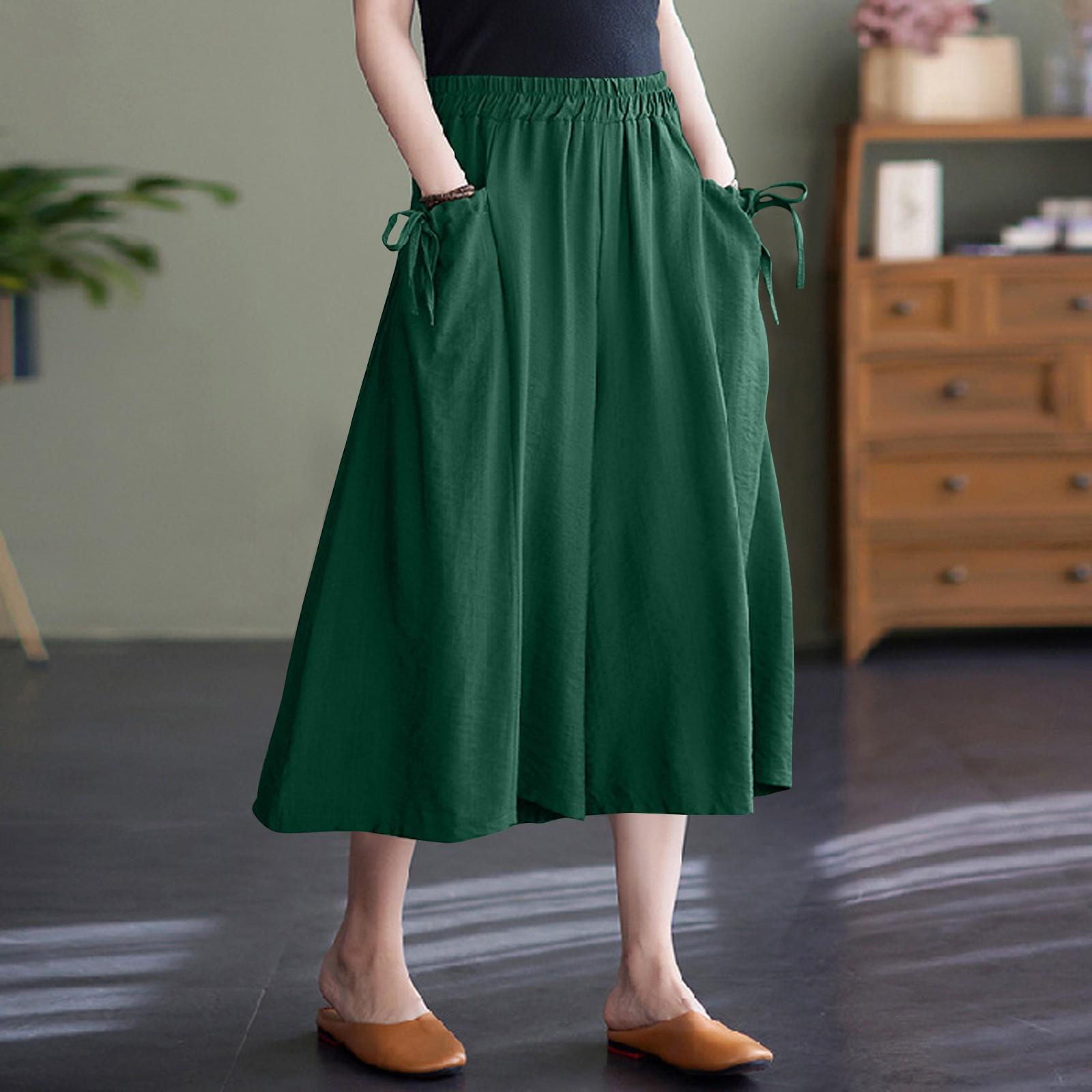 

Женские свободные повседневные однотонные капри с эластичной резинкой на талии и широкими штанинами L