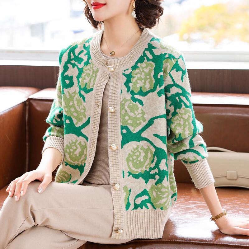 

Baolianduo Women s Floral Knit Baseball Jacket Cardigan 2XL