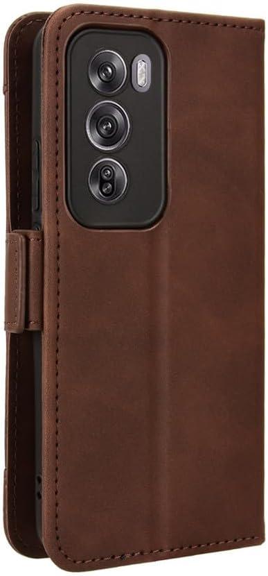 Flip Case for Oppo Reno 12 Pro, Card Slot, Brown