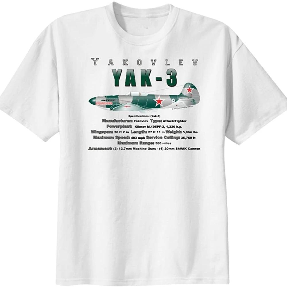 Soviet Russian Warbird Yakovlev Yak3 Fighter Aircraft TShirt Premium Cotton Short Sleeve ONeck Unisexs T Shirt New S3XL S