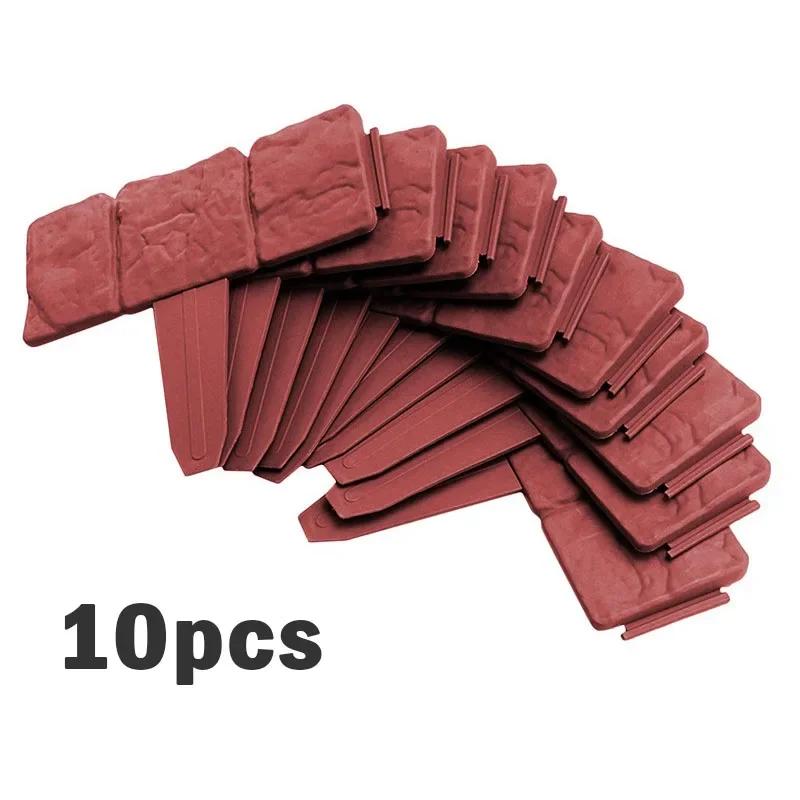 10Pcs Garden Fence Border Folding Landscape Black Gray Orange Flower Fence-Path Garden Edging Lawn Imitation Stone Fence Grounding