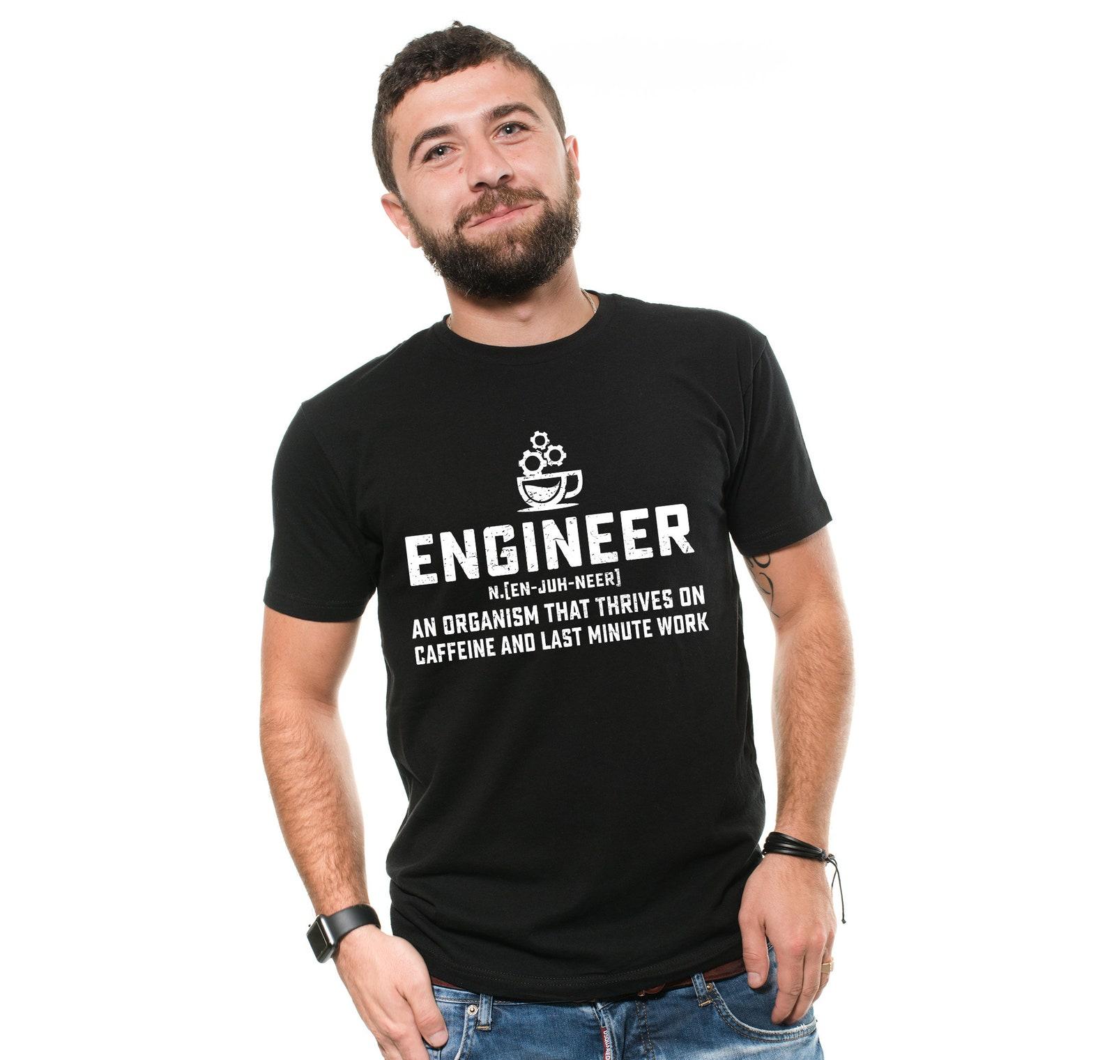 Funny Engineer Definition T-Shirt: Caffeine & Last Minute Work 2XL