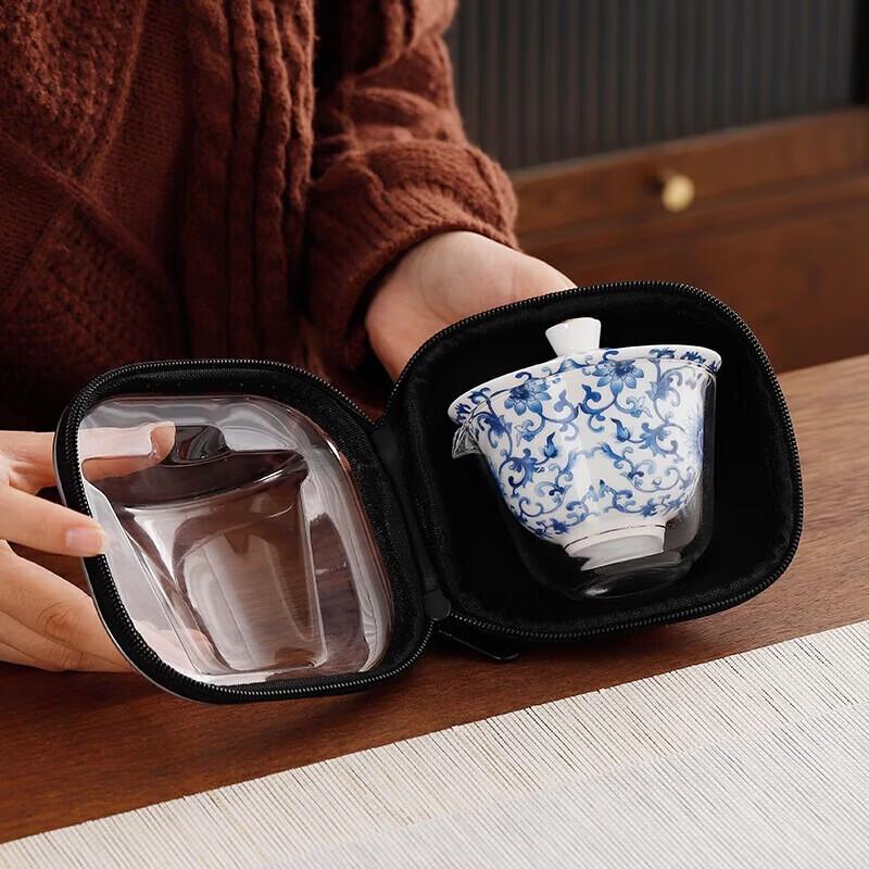 Bafangli Blue and White Porcelain Travel Tea Set